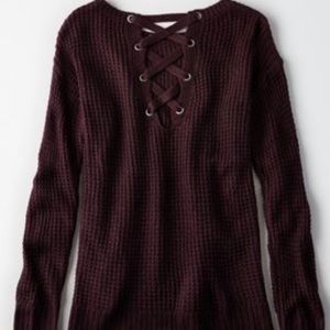 AE lace up back sweater